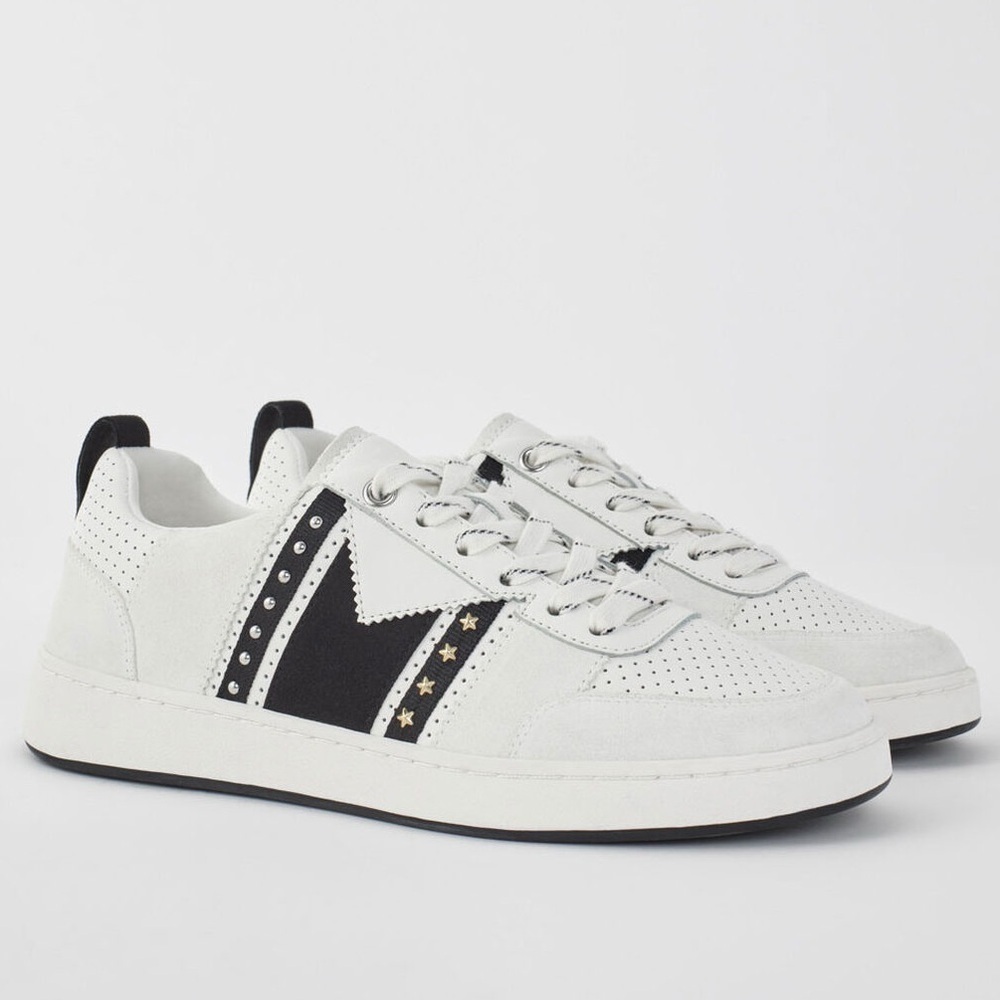 Maje White Sneakers with Black Star Accent